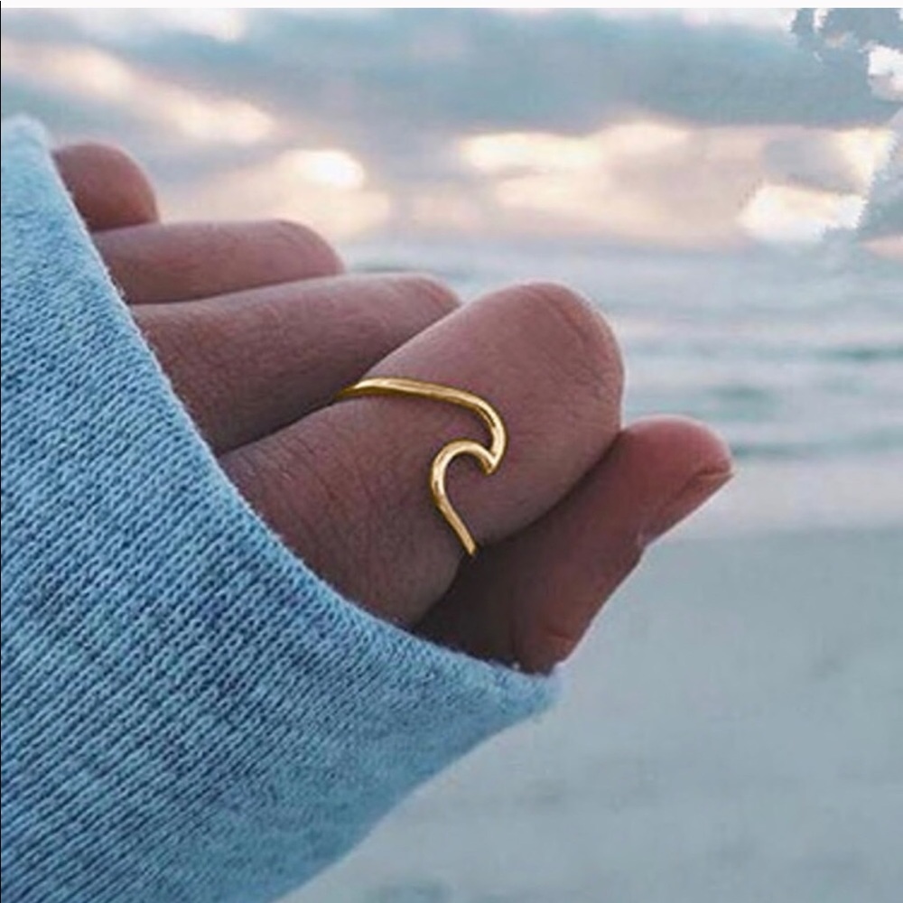 Gold Ocean Wave Ring